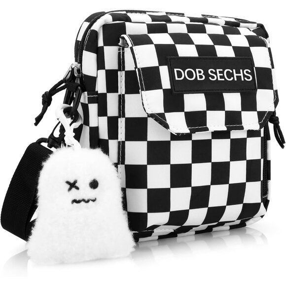 Women's Black White Small Cell Phone Purse Crossbody Wallet Single Shoulder Bag - Picture 2 of 9